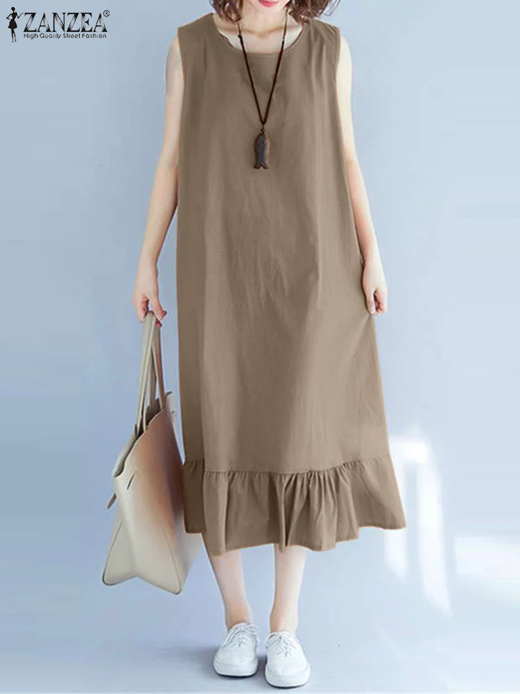 ZANZEA Women O Neck Sleeveless Ruffles Hem Dress Summer Vintage Solid Holiday Midi Vestido Casual Flounce Party Sundress Sarafan
ZANZEA Women O Neck Sleeveless Ruffles Hem Dress Summer Vintage Solid Holiday Midi Vestido Casual Flounce Party Sundress Sarafan