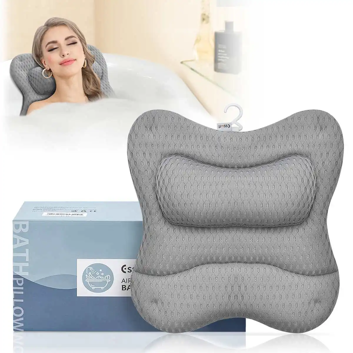 4D Soft SPA Non-Slip Bath Pillow with 7 Suction Cups Bath Tub Neck Back Shoulder Support Headrest Pillows Cushion Bathroom Grey
4D Soft SPA Non-Slip Bath Pillow with 7 Suction Cups Bath Tub Neck Back Shoulder Support Headrest Pillows Cushion Bathroom Grey