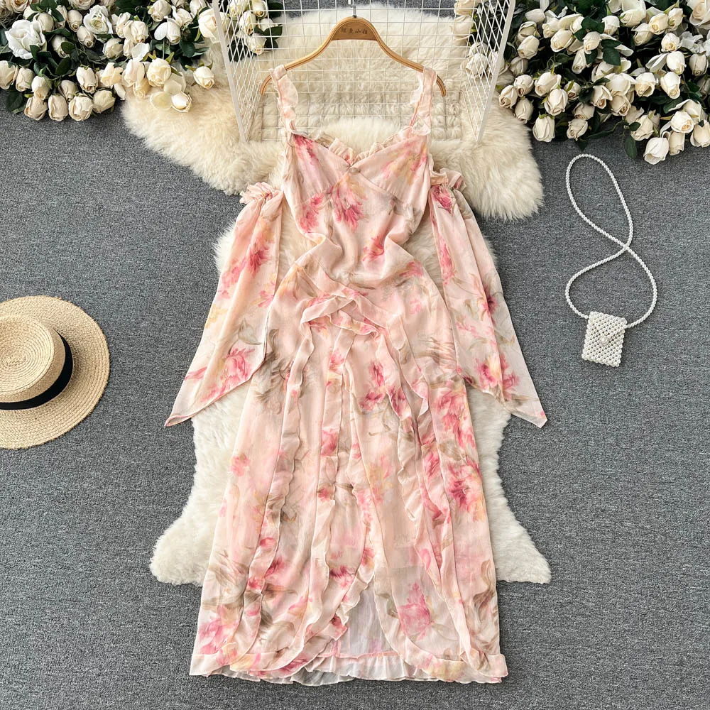 Women's 2022 Summer New V Neck Long Sleeve Floral Print Dress Fashion Slim Split Korean Clothes Vestidos F383
Women's 2022 Summer New V Neck Long Sleeve Floral Print Dress Fashion Slim Split Korean Clothes Vestidos F383