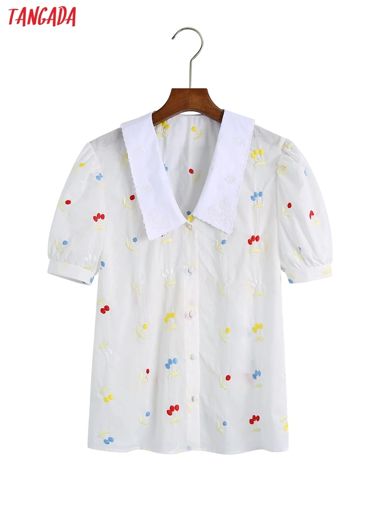 Tangada Women Retro Flowers Embroidery Cotton Shirt Short Sleeve Chic Female Blouse Shirt Tops 6Z54
Tangada Women Retro Flowers Embroidery Cotton Shirt Short Sleeve Chic Female Blouse Shirt Tops 6Z54
