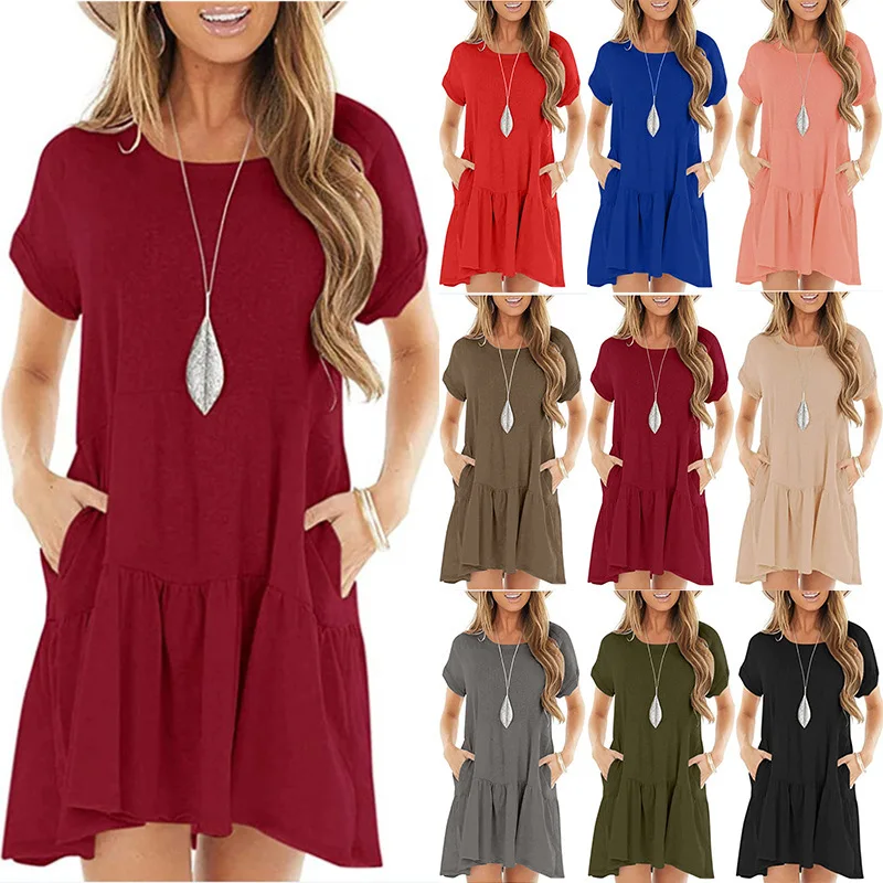 Fashion Casual Dress Women's 2022 New Summer Sexy Mini Dress Loose O Neck Short Sleeve Straight Party Club Short Dress
Fashion Casual Dress Women's 2022 New Summer Sexy Mini Dress Loose O Neck Short Sleeve Straight Party Club Short Dress