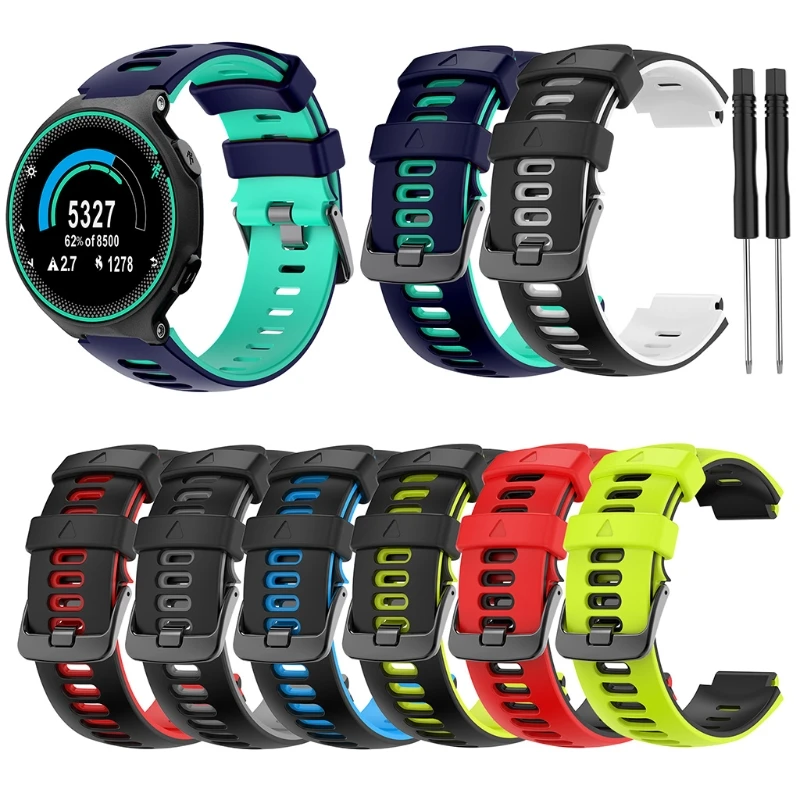 

Replacement Two-color Silicone Strap For Garmin Forerunner 735xt/220/230/235/620/630 Smart Watch Wristband Bracelet Watchstrap