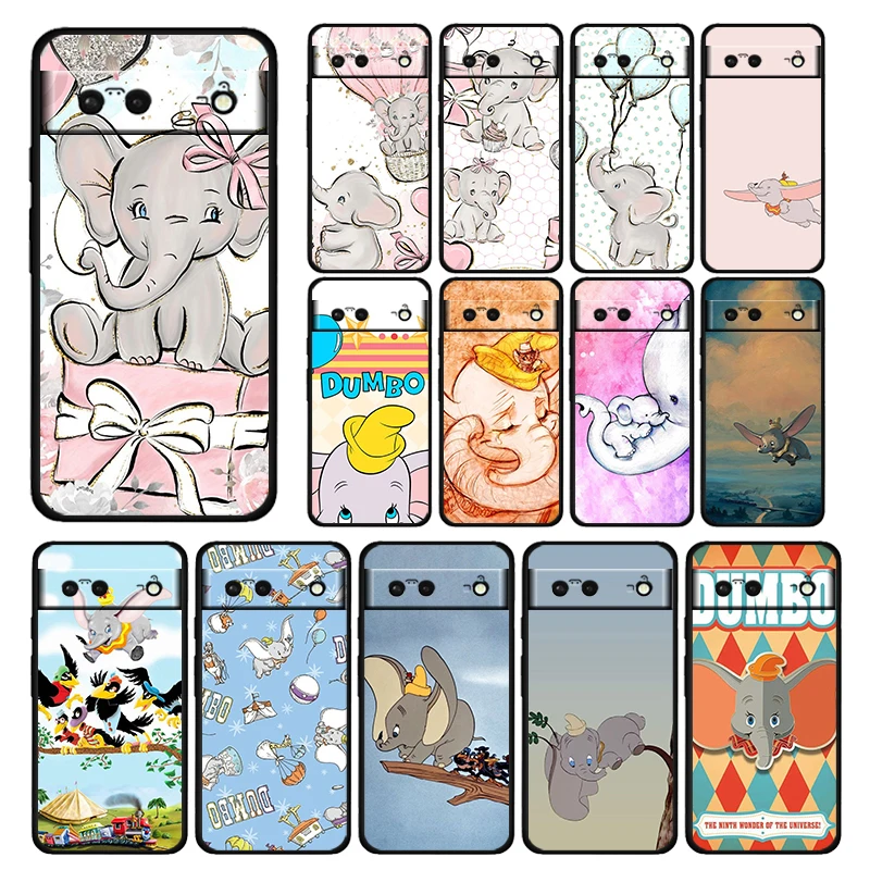 

Anime Dumbo Love Shockproof Case for Google Pixel 7 6 Pro 6a 5 5a 4 4a XL 5G Silicone Soft Black Phone Cover Shell TPU Capa