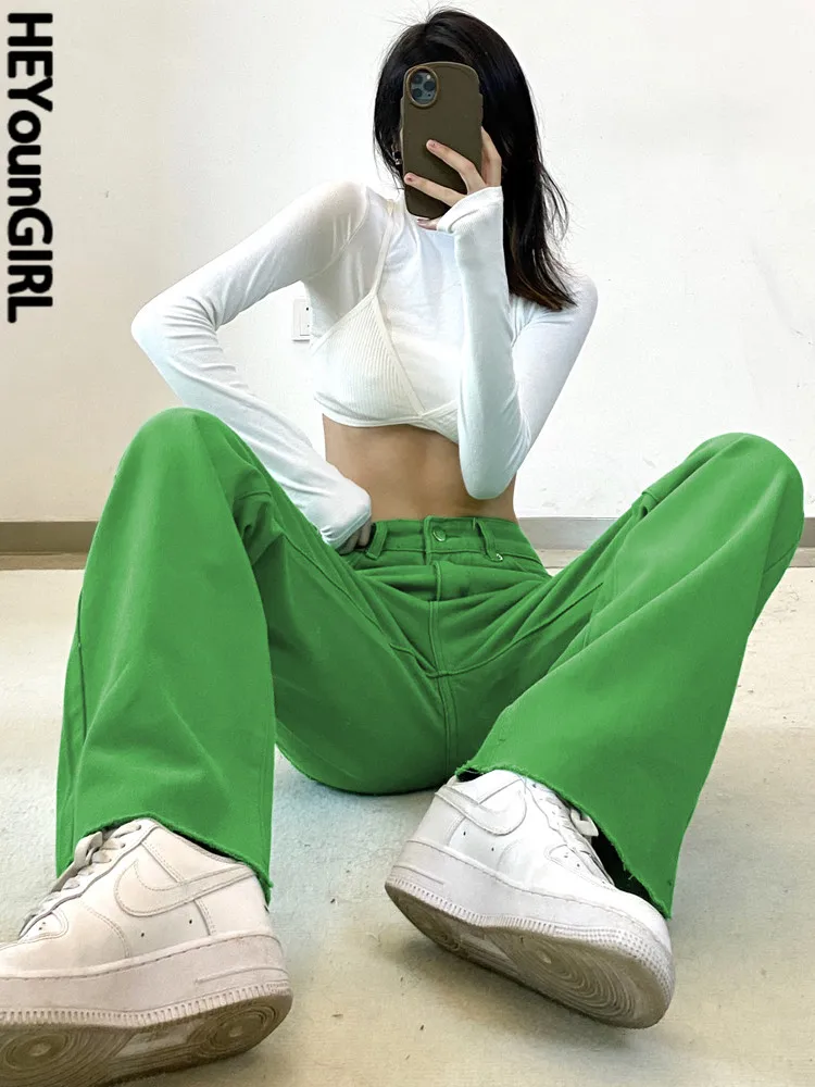 HEYounGIRL High Waist Green Long Jeans Women Casual Harajuku Spring Denim Trousers Fashion Korean Straight Pants Streetwear 90s
HEYounGIRL High Waist Green Long Jeans Women Casual Harajuku Spring Denim Trousers Fashion Korean Straight Pants Streetwear 90s