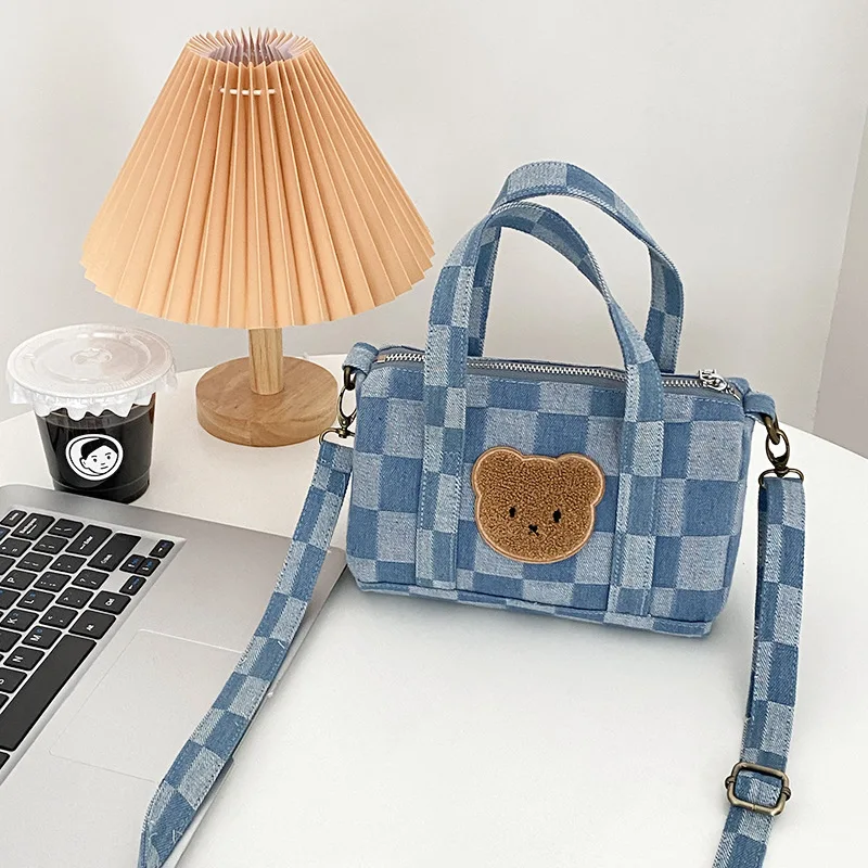 Bentoy Milkjoy Ins Mini Casual Tote Denim Blue Checkerboard Shoulder Bag Women's Mobile Phone Package Cute Bear Messenger Bags
Bentoy Milkjoy Ins Mini Casual Tote Denim Blue Checkerboard Shoulder Bag Women's Mobile Phone Package Cute Bear Messenger Bags