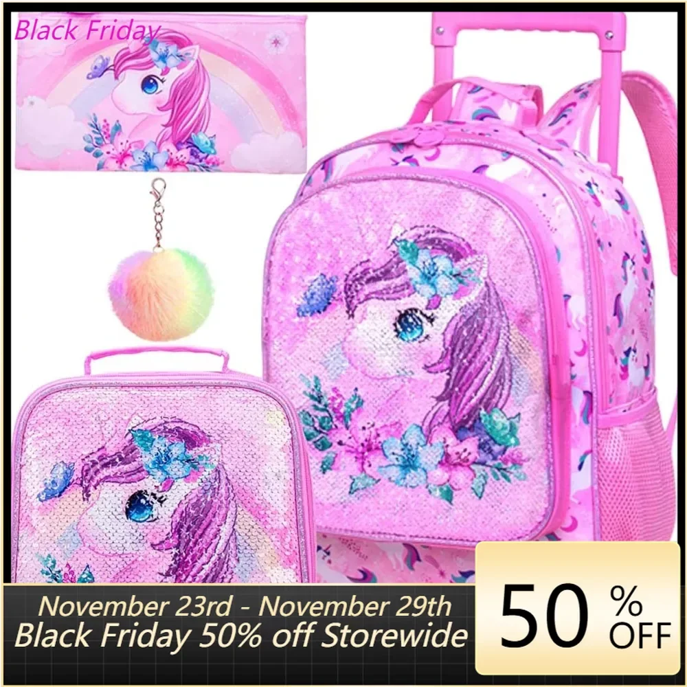 Rolling Backpack for Girls Boys, Kids Roller Wheels School Bookbag with Lunch Bag, Wheeled School Bag for Children
Rolling Backpack for Girls Boys, Kids Roller Wheels School Bookbag with Lunch Bag, Wheeled School Bag for Children