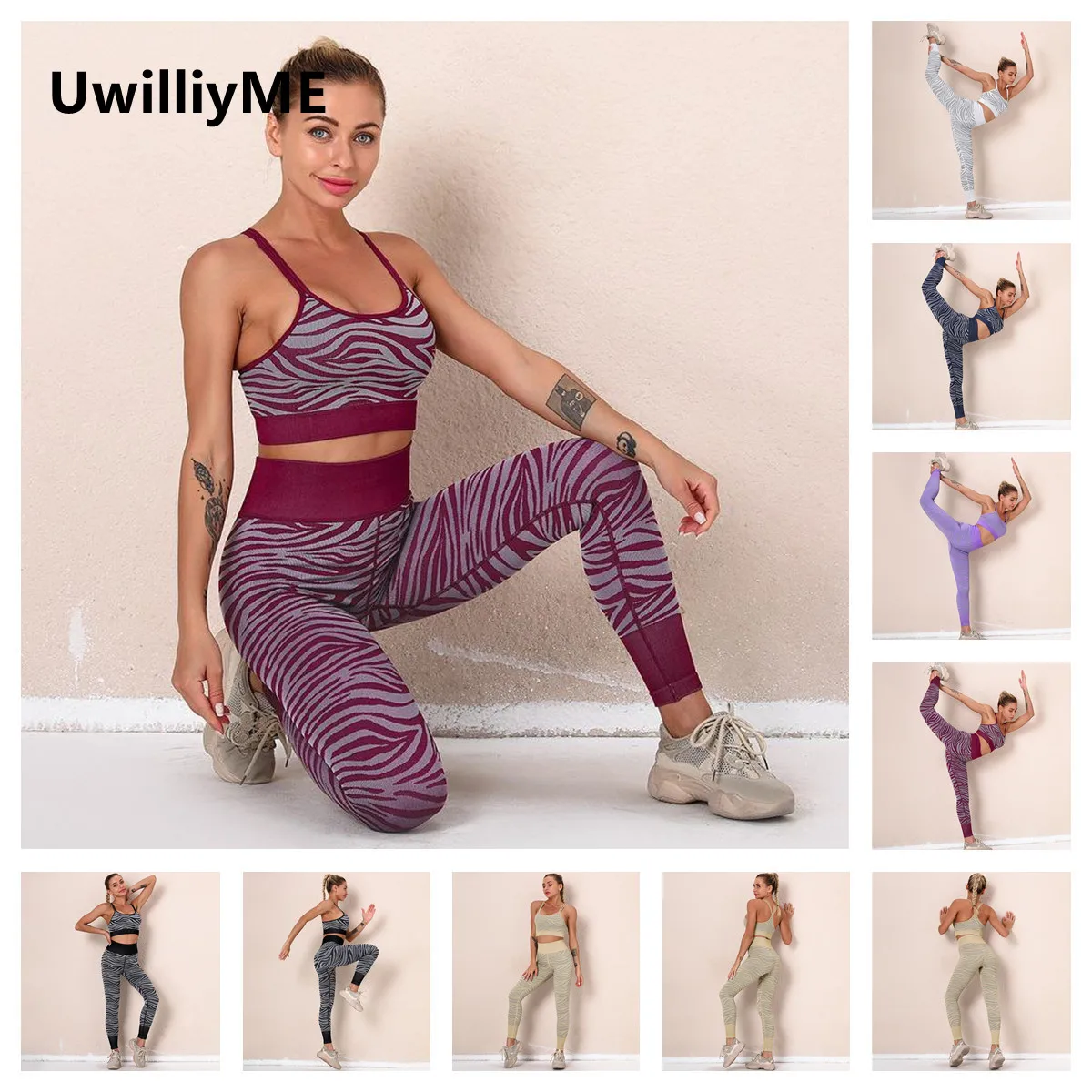UwilliyME Zebra Stripe Seamless Yoga Set Women 2 Piece Gym Outfits Fitness Clothes Running Workout Suits Activewear Sportswear
UwilliyME Zebra Stripe Seamless Yoga Set Women 2 Piece Gym Outfits Fitness Clothes Running Workout Suits Activewear Sportswear