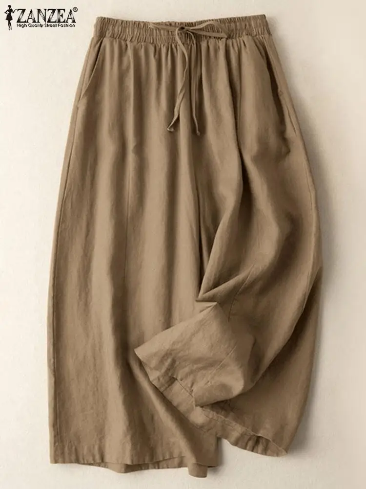 Women Casual Baggy Wide Leg Pant ZANZEA Vintage Loose Solid Trouser Oversized Elastic Waist Pantalon Palazzo Lace Up OL Capris
Women Casual Baggy Wide Leg Pant ZANZEA Vintage Loose Solid Trouser Oversized Elastic Waist Pantalon Palazzo Lace Up OL Capris