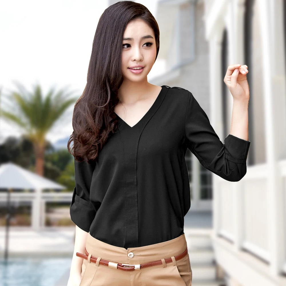 Women Shirts Spring Summer Casual V-neck Chiffon Blouse OL Korean Style Women Top Long Sleeve Black White Ladies Blouses Shirt
Women Shirts Spring Summer Casual V-neck Chiffon Blouse OL Korean Style Women Top Long Sleeve Black White Ladies Blouses Shirt