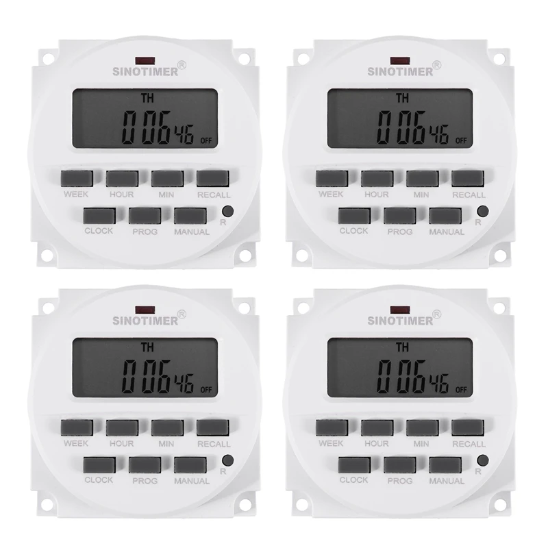 4X Sinotimer Tm618h-2 220V Ac Digital Time Switch Output Voltage 220V 7 Day Weekly Programmable Timer Switch For Lights
4X Sinotimer Tm618h-2 220V Ac Digital Time Switch Output Voltage 220V 7 Day Weekly Programmable Timer Switch For Lights