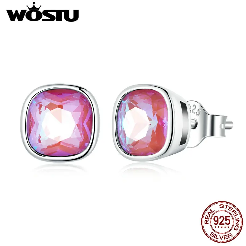 WOSTU 925 Sterling Silver Cute Square Ranbow Crystal Stud Hook Earrings For Women Lady Ear Studs Original Party Jewelry Gift
WOSTU 925 Sterling Silver Cute Square Ranbow Crystal Stud Hook Earrings For Women Lady Ear Studs Original Party Jewelry Gift