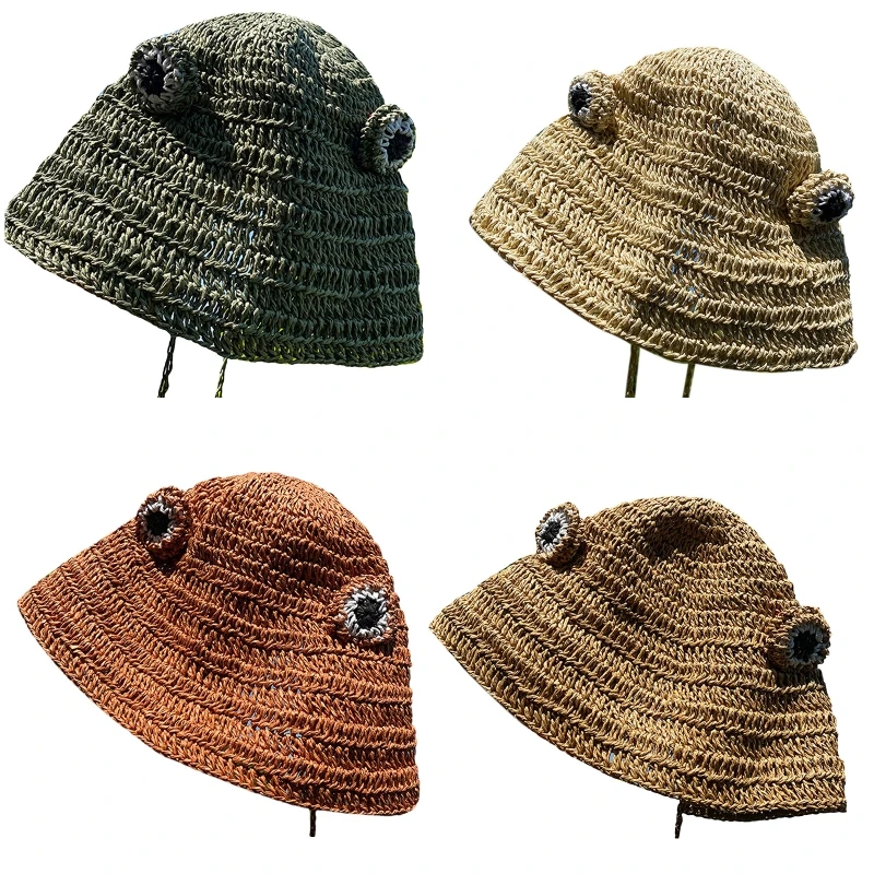 New style Straw Beach Hats Floppy Summer Sun Hats For Women Sun Protection Frog Eye Cute Fisherman Hat Bucket Hats
New style Straw Beach Hats Floppy Summer Sun Hats For Women Sun Protection Frog Eye Cute Fisherman Hat Bucket Hats