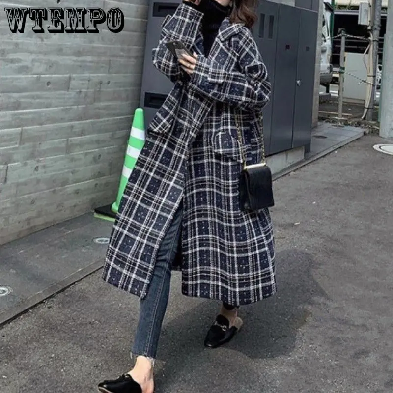 Women Woolen Coats Female Plaid Print Retro Warm Thick Long Jacket Outercoats Korean Style Outwear Manteau Femme Hiver Winter
Women Woolen Coats Female Plaid Print Retro Warm Thick Long Jacket Outercoats Korean Style Outwear Manteau Femme Hiver Winter