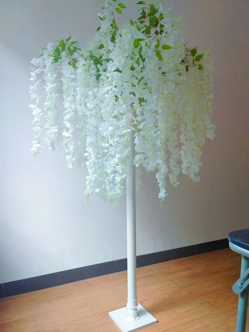 

Elegant White Artificial Silk Flower Tree Simulation Wisteria Douhua Trees 160CM height Wedding Stage Aisle Runner Decoration