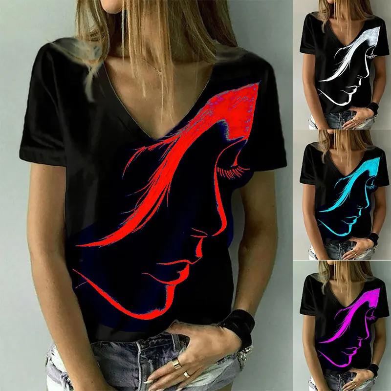 Summer Women's Fashion Abstract 3D Printed T Shirt V Neck Tshirt Femme Short Sleeve Loose Plus Size Pullover Mujer Camisetas
Summer Women's Fashion Abstract 3D Printed T Shirt V Neck Tshirt Femme Short Sleeve Loose Plus Size Pullover Mujer Camisetas