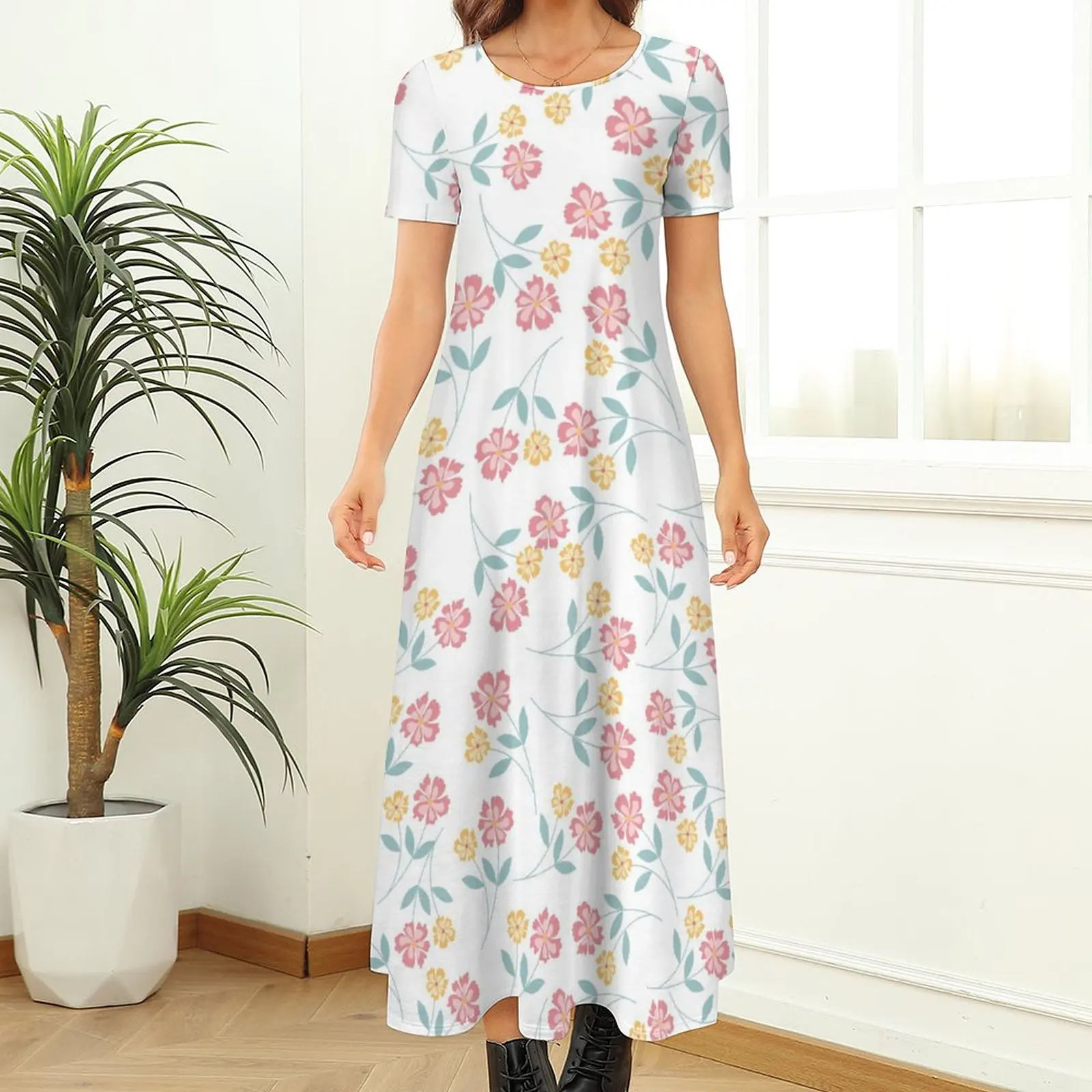 Vintage Floral Print Round Neck Women's Short Sleeve Long Dress 2023 Summer Grace Sweet Clothing Birthday Party Outfits
Vintage Floral Print Round Neck Women's Short Sleeve Long Dress 2023 Summer Grace Sweet Clothing Birthday Party Outfits