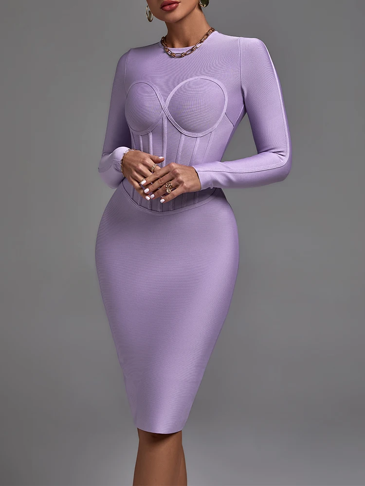 Long Sleeve Bandage Dress 2022 New Women's Lilac Bodycon Dress Elegant Sexy Evening Club Party Dress High Quality Summer Outfits
Long Sleeve Bandage Dress 2022 New Women's Lilac Bodycon Dress Elegant Sexy Evening Club Party Dress High Quality Summer Outfits