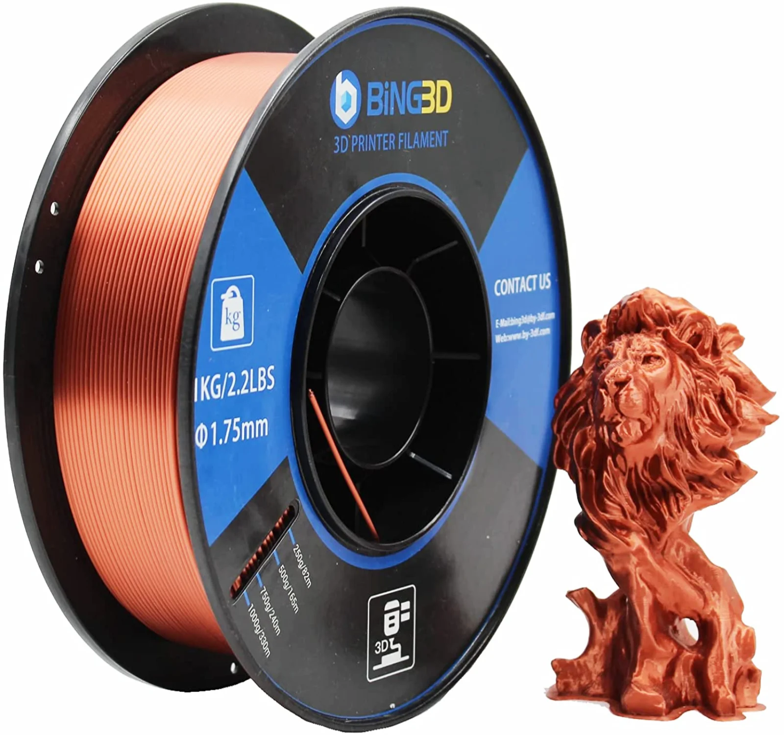 

Silk PLA Filament for 3D Printer, 1.75mm, Tolerance: ±0.03mm, 1kg (2.2LBS)/Spool, Multi-color