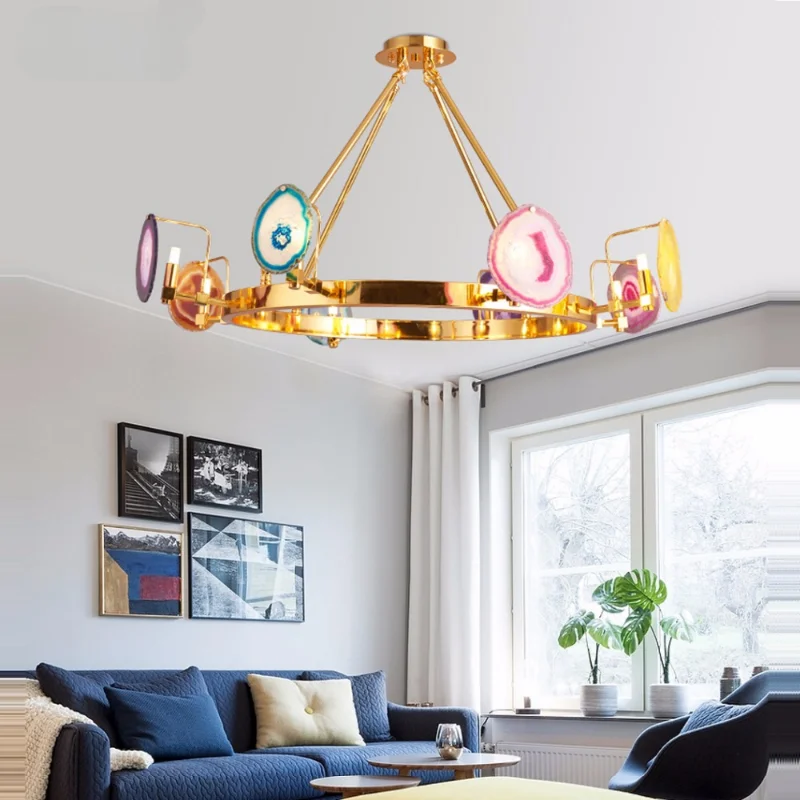 Chandeliers Lights Postmodern Iron Agate Round Rectangle Designer LED Pendant Lamp LED Lighting For Foyer Design fund Decoration
Chandeliers Lights Postmodern Iron Agate Round Rectangle Designer LED Pendant Lamp LED Lighting For Foyer Design fund Decoration