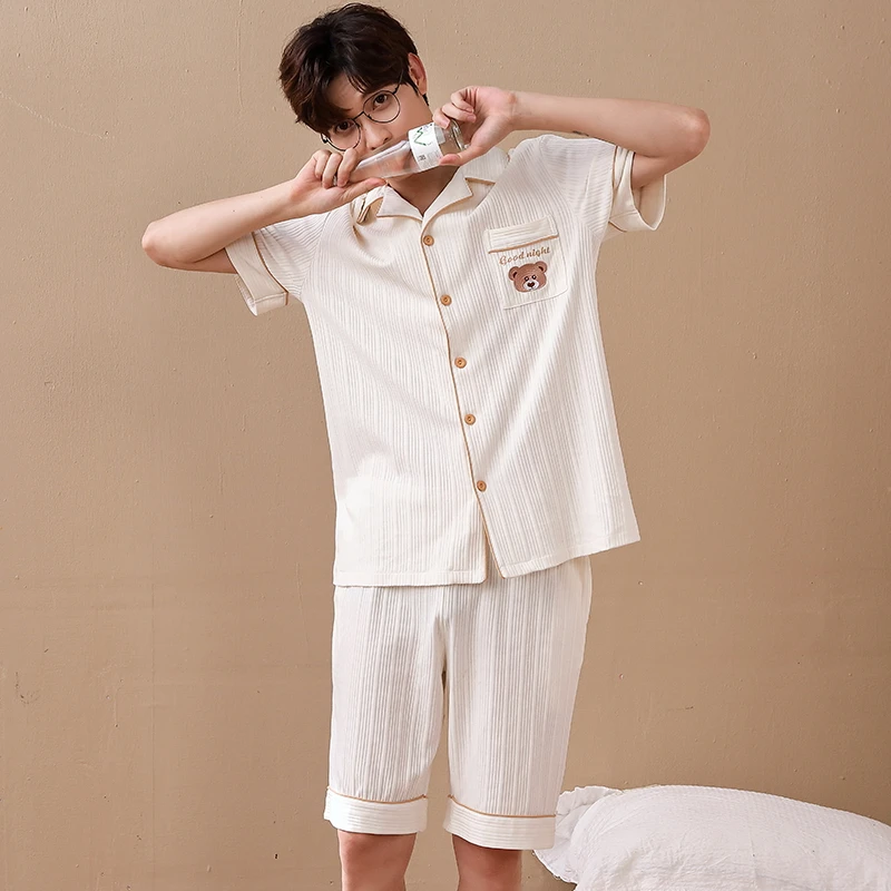 Pajamas Men's Summer6535Combed Cotton Cardigan Lapel Cartoon Short-Sleeved Home Wear Thin Suit Can Be Worn outside
Pajamas Men's Summer6535Combed Cotton Cardigan Lapel Cartoon Short-Sleeved Home Wear Thin Suit Can Be Worn outside