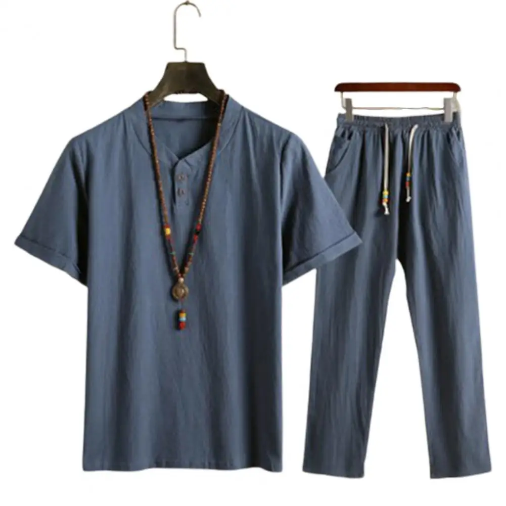 1 Set Summer Top Pants Men Shirts Trousers Set Solid Color Drawstring Male Set Casual Outfit for Office Men clothing
1 Set Summer Top Pants Men Shirts Trousers Set Solid Color Drawstring Male Set Casual Outfit for Office Men clothing