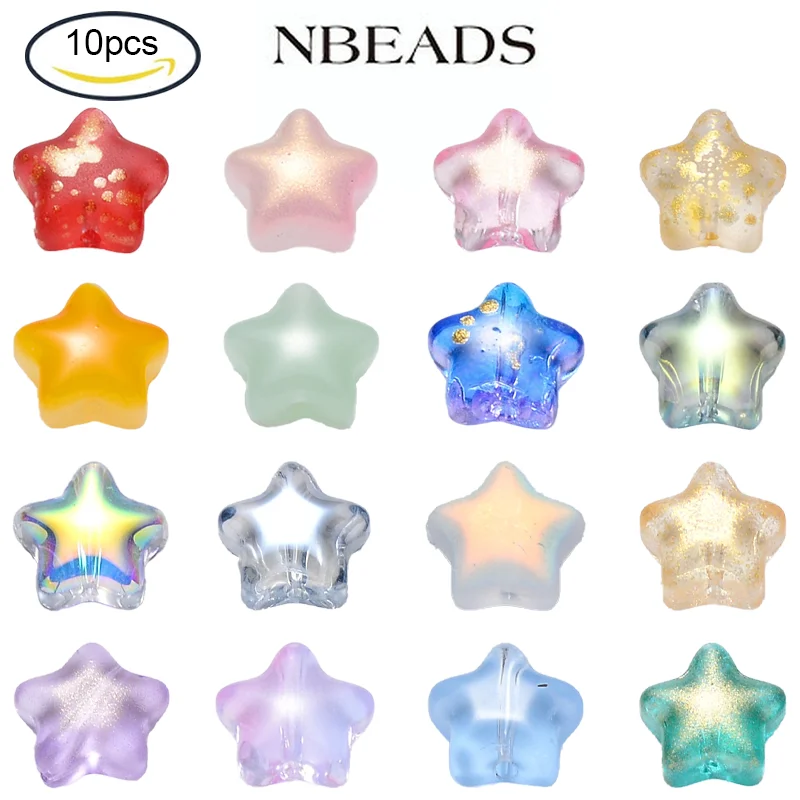 NBEADS 10PCS 8x8.5x4mm Turquoise Spray Painted Glass Beads with Glitter Powder Star For Jewelry Bracelet Earrings Making
NBEADS 10PCS 8x8.5x4mm Turquoise Spray Painted Glass Beads with Glitter Powder Star For Jewelry Bracelet Earrings Making