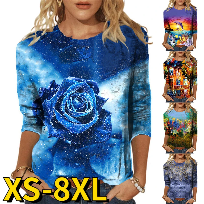 2022 New Daily Street Round Neck Floral Print T-shirt Autumn Winter Women's Fashion Casual Long Sleeve Loose Size Tops Pullover
2022 New Daily Street Round Neck Floral Print T-shirt Autumn Winter Women's Fashion Casual Long Sleeve Loose Size Tops Pullover