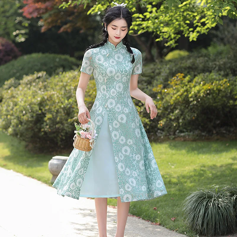 M-4XL Summer Women Improve Qipao Dress Sexy Slim Novelty A-Line Cheongsam Short Sleeve Print Elegant Chinese Aodai Dress
M-4XL Summer Women Improve Qipao Dress Sexy Slim Novelty A-Line Cheongsam Short Sleeve Print Elegant Chinese Aodai Dress
