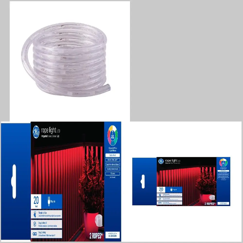 Excellent 2 Pack 10 Foot 16W Color-Changing Outdoor Rated LED Rope Light Fixture, 20 Foot Total with Plug-In Design.
Excellent 2 Pack 10 Foot 16W Color-Changing Outdoor Rated LED Rope Light Fixture, 20 Foot Total with Plug-In Design.