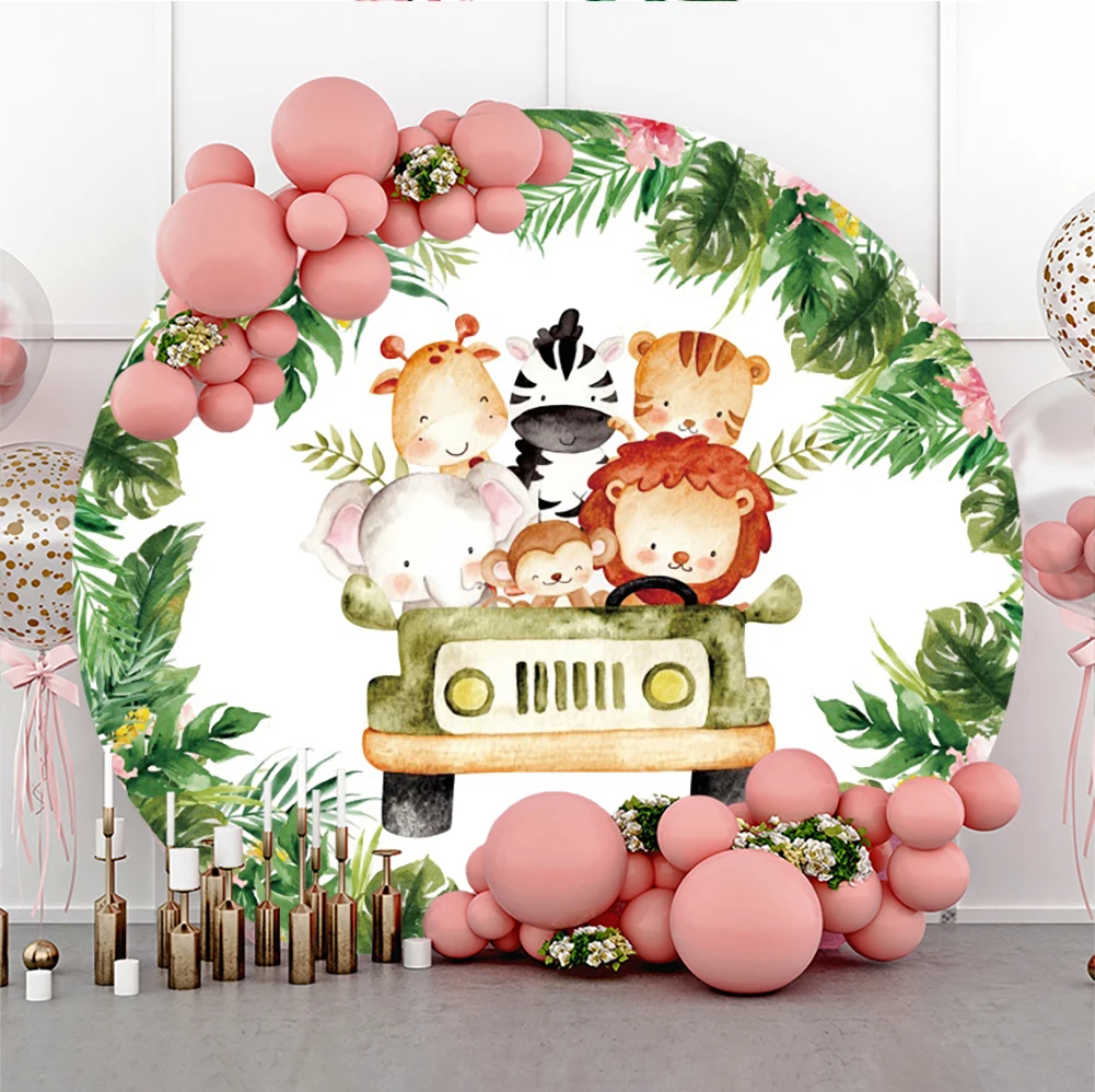 Jungle Safari Animal Happy Birthday Round Backdrop Baby Shower Photo Background Wall Poster Party Backdrops Photo Studio Props
Jungle Safari Animal Happy Birthday Round Backdrop Baby Shower Photo Background Wall Poster Party Backdrops Photo Studio Props