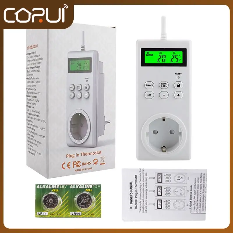 

Белый штепсельный термостат, детский замок, стандарт ЕС/США/Великобритании, портативный цифровой контроллер температуры, розетка, 1 шт.