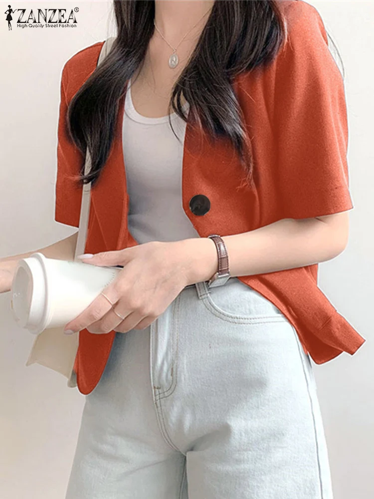 ZANZEA V-Neck O-Neck Button Down Front Shirt Summer Women Half Sleeve Blazer Blouse Fashion Casual Elegant Work OL Loose Tops
ZANZEA V-Neck O-Neck Button Down Front Shirt Summer Women Half Sleeve Blazer Blouse Fashion Casual Elegant Work OL Loose Tops