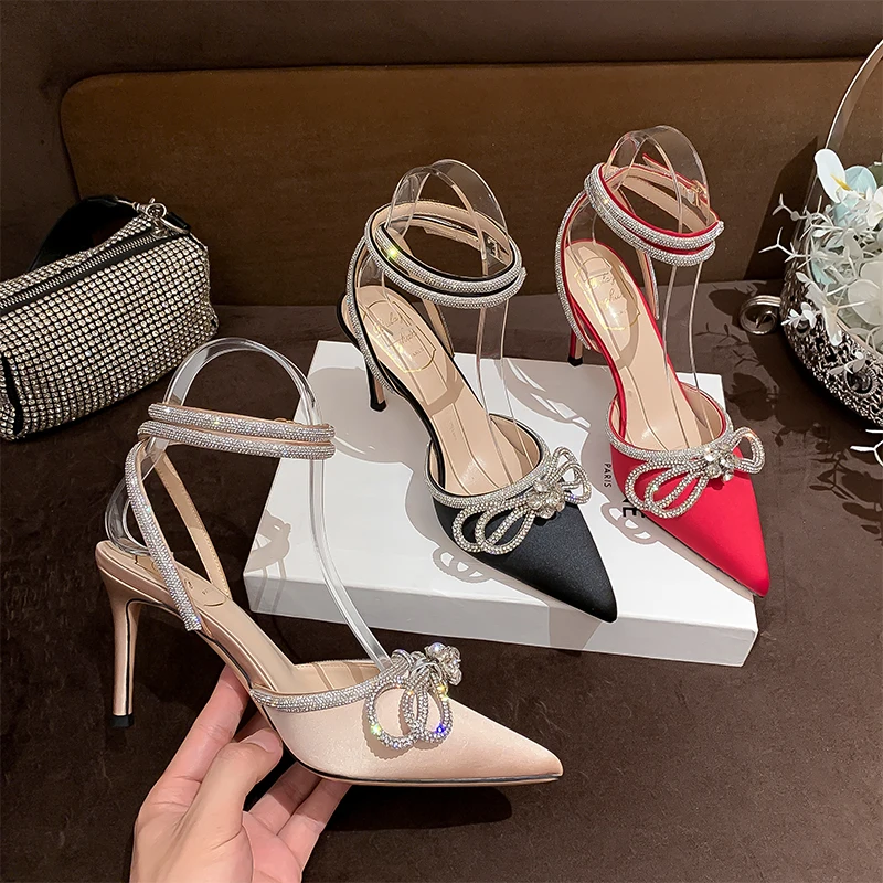 Stiletto Red High Heels Pointed Toe Sandals Rhinestone Diamond Bow-Knot Genuine Leather Shoes For Wedding Or Party Women's Pumps
Stiletto Red High Heels Pointed Toe Sandals Rhinestone Diamond Bow-Knot Genuine Leather Shoes For Wedding Or Party Women's Pumps