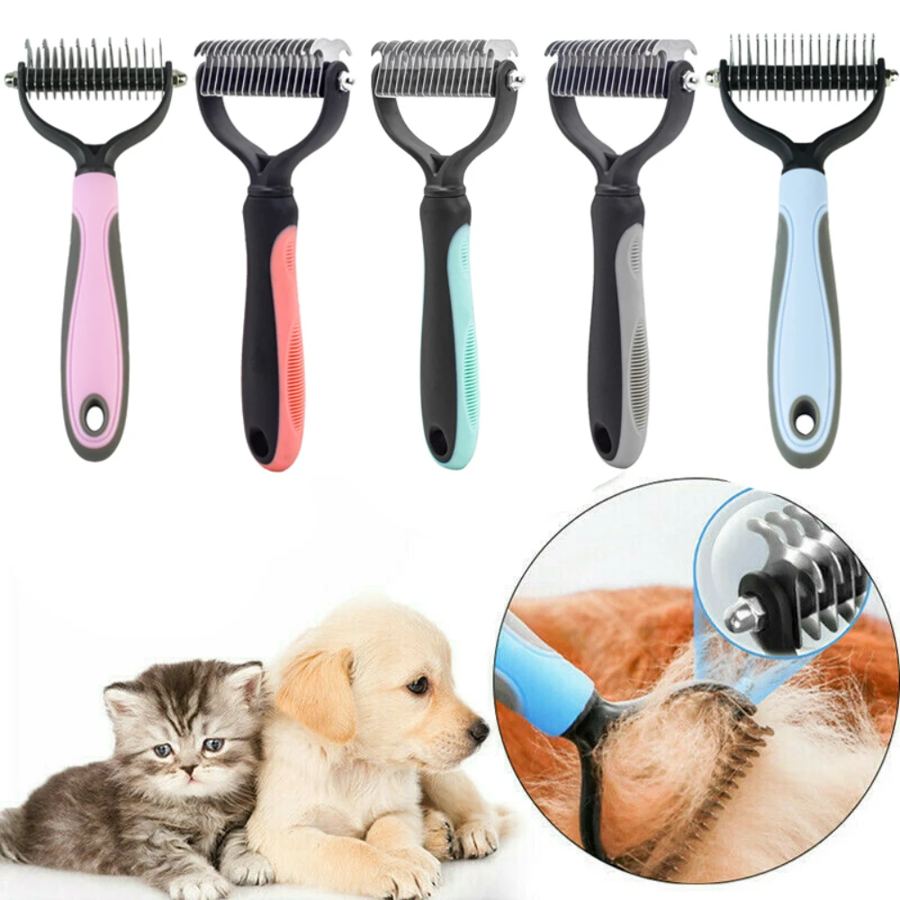 

New Hair Removal Comb for Dogs Cat Detangler Fur Trimming Dematting Brush Grooming Tool For matted Long Hair Curly Pet