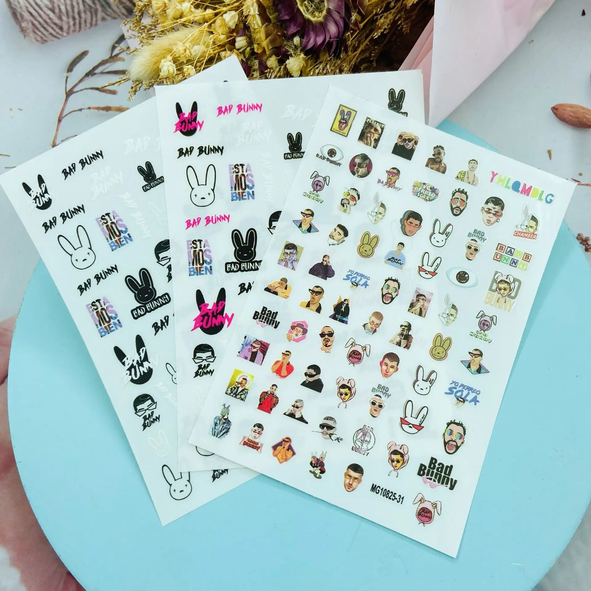 12*9CM Japanese Anime Thin Traceless Nail Stickers Bad Lucky Bunnies Dry Nail Decals Back Glue Adhesive Nail Art Manicure
12*9CM Japanese Anime Thin Traceless Nail Stickers Bad Lucky Bunnies Dry Nail Decals Back Glue Adhesive Nail Art Manicure