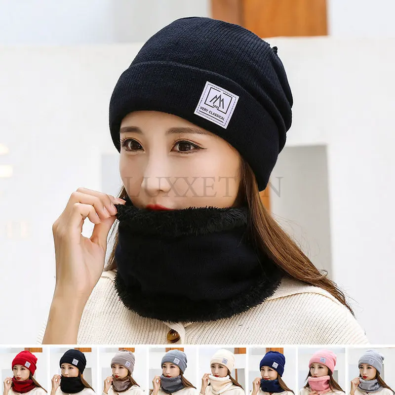 2 Pcs/set Winter Beanie Hats Scarf Set Women Warm Knitted Hat Slouchy Hat Neck Warmer Thicken Fur Lined Hat Mask Scarf
2 Pcs/set Winter Beanie Hats Scarf Set Women Warm Knitted Hat Slouchy Hat Neck Warmer Thicken Fur Lined Hat Mask Scarf