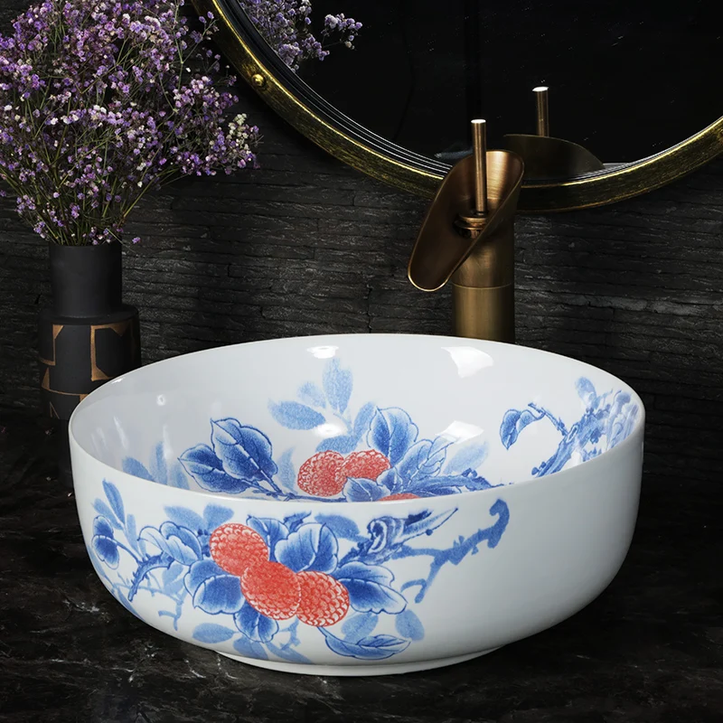 Blue and white Jingdezhen factory directly art hand painted ceramic wash basin bathroom ceramic sinks
Blue and white Jingdezhen factory directly art hand painted ceramic wash basin bathroom ceramic sinks