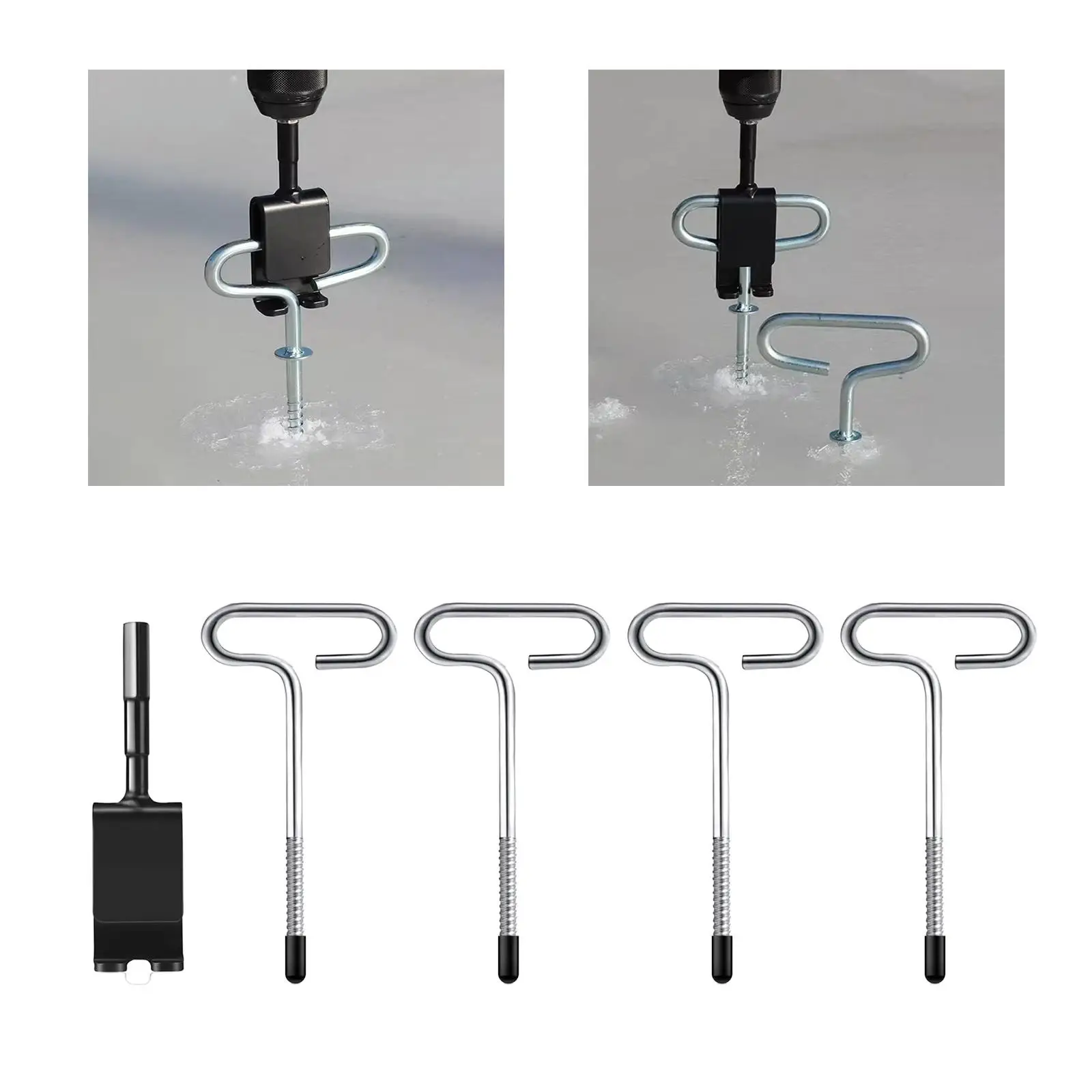 Ice Anchor Drill Adapter with 4pcs Tent Pegs ice Fishing Ground Nails, Ice Shanty Anchor Used for Anchor Fishing Tents
Ice Anchor Drill Adapter with 4pcs Tent Pegs ice Fishing Ground Nails, Ice Shanty Anchor Used for Anchor Fishing Tents
