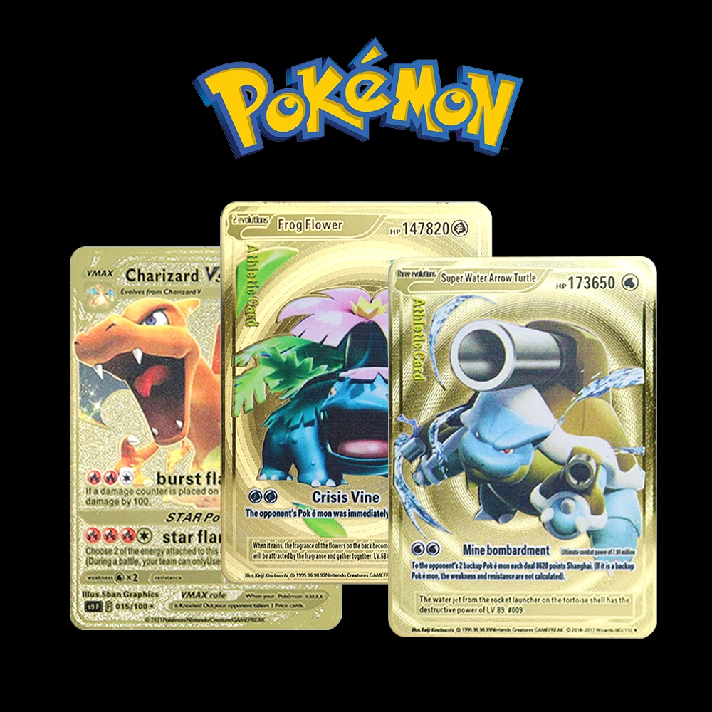 Anime Pokemon Metal Card Pikachu Gold English Card 183200 High Hp Rare Charizard GX VMAX Game Collection Card Children Toys Gift
Anime Pokemon Metal Card Pikachu Gold English Card 183200 High Hp Rare Charizard GX VMAX Game Collection Card Children Toys Gift