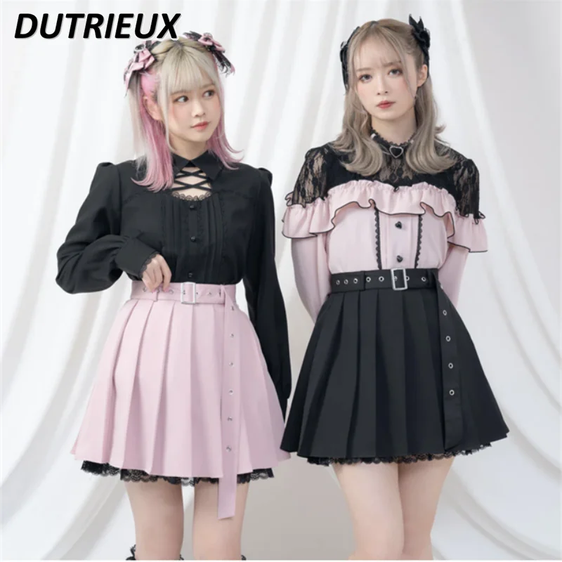 Lolita Girls All-matching Short Skirt Women Customized Japanese Sweet Cute Lace Edge Mine Chain Belt Pleated A- Line Mini Skirt
Lolita Girls All-matching Short Skirt Women Customized Japanese Sweet Cute Lace Edge Mine Chain Belt Pleated A- Line Mini Skirt