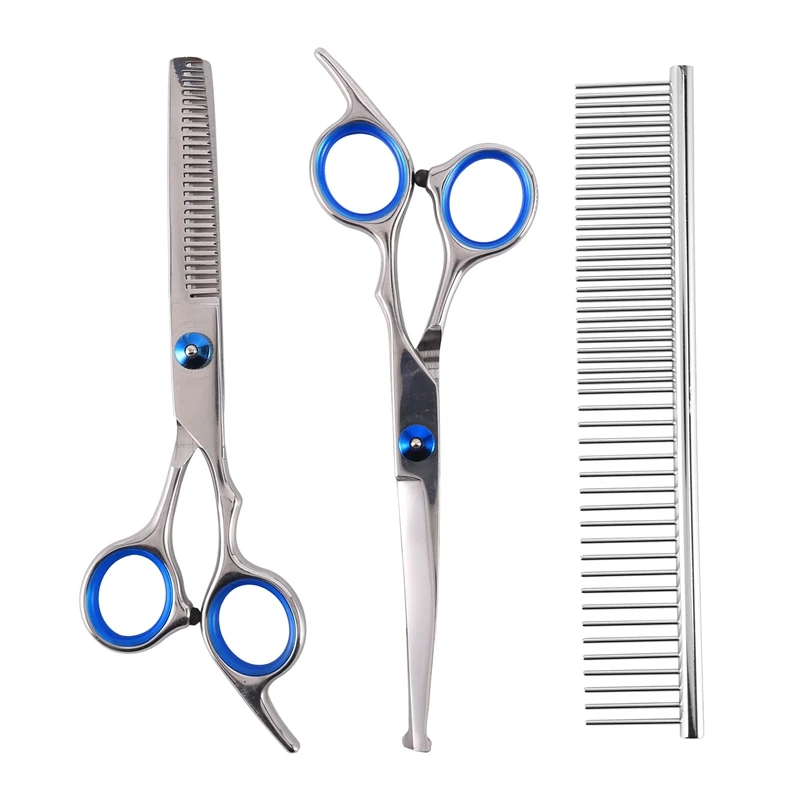 3 Pack Dog Grooming Scissors with Safety Round Tip, Perfect Stainless Steel Up-Curved Grooming Scissors Thinning Cutting Shears
3 Pack Dog Grooming Scissors with Safety Round Tip, Perfect Stainless Steel Up-Curved Grooming Scissors Thinning Cutting Shears