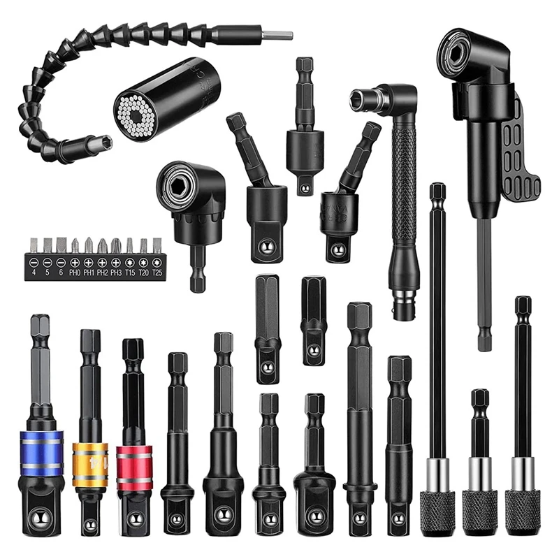 32Pcs Drill Bit Extension Set 1/4, 3/8, 1/2 Inch Hex Adapter Socket Bendable Magnetic Extender Drill Bit Extension
32Pcs Drill Bit Extension Set 1/4, 3/8, 1/2 Inch Hex Adapter Socket Bendable Magnetic Extender Drill Bit Extension