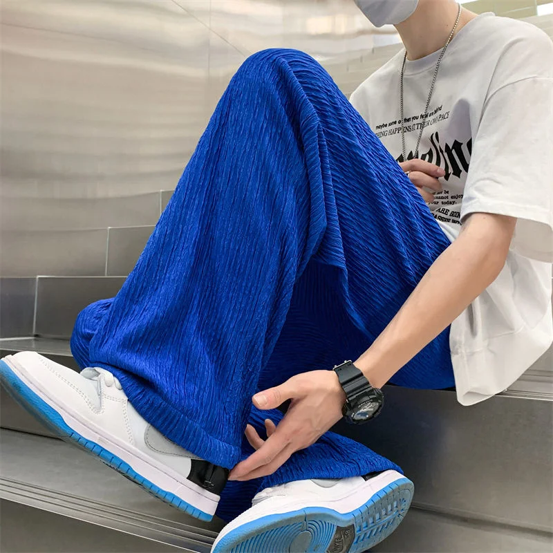 Hybskr Summer Ice Silk Klein Blue Wide Leg Pants For Men High Street Loose Straight Trousers Designer Brand Oversize Casual Pant
Hybskr Summer Ice Silk Klein Blue Wide Leg Pants For Men High Street Loose Straight Trousers Designer Brand Oversize Casual Pant