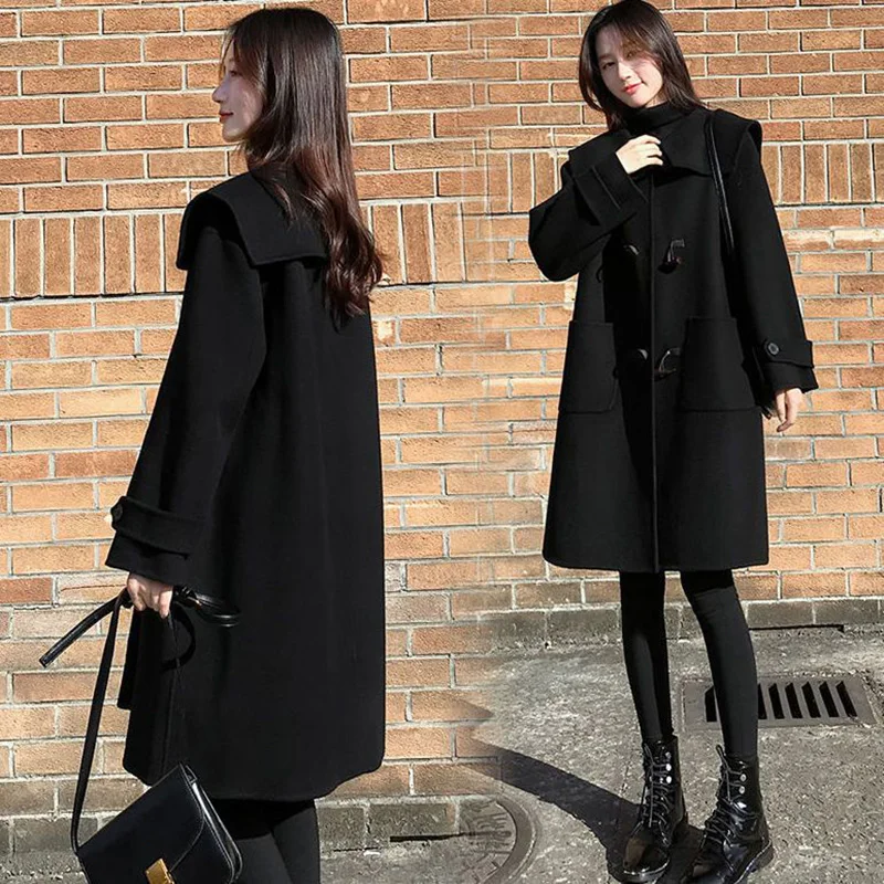 Женское шерстяное пальто с длинным рукавом, элегантное черное облегающее пальто в Корейском стиле с квадратным вырезом для осени и зимы, 2023
Женское шерстяное пальто с длинным рукавом, элегантное черное облегающее пальто в Корейском стиле с квадратным вырезом для осени и зимы, 2023