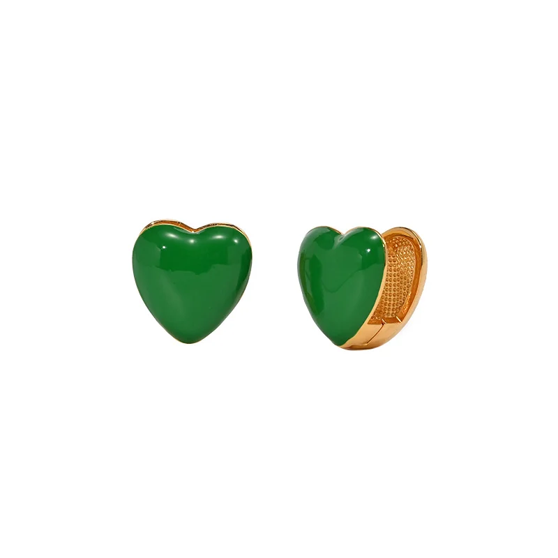 Summer Enamel Drop Glaze Green Heart Earrings Female Niche Design High-End Peach Heart Ear Buckle Fashion Jewelry
Summer Enamel Drop Glaze Green Heart Earrings Female Niche Design High-End Peach Heart Ear Buckle Fashion Jewelry