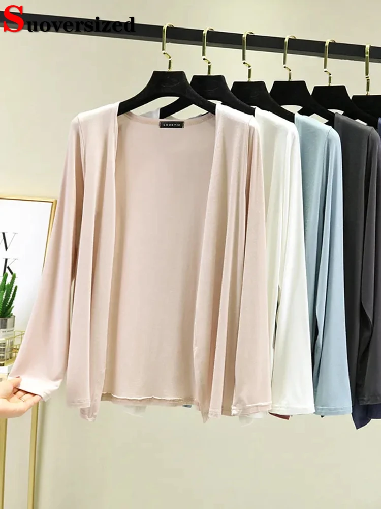 Модал свободное солнцезащитное Тонкое Пальто повседневные Элегантные женские куртки весна-лето однотонные базовые Топы с длинным рукавом новая верхняя одежда 2023
Модал свободное солнцезащитное Тонкое Пальто повседневные Элегантные женские куртки весна-лето однотонные базовые Топы с длинным рукавом новая верхняя одежда 2023