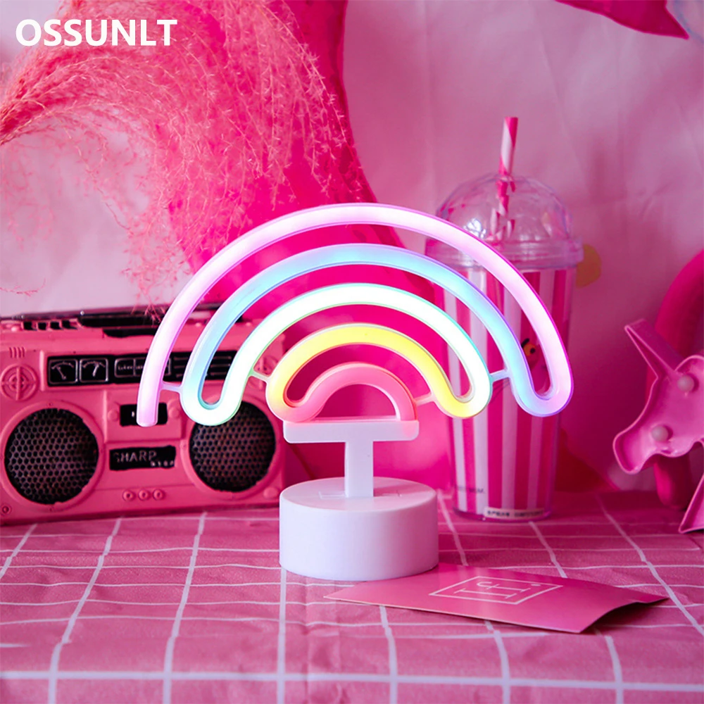 USB LED Neon Light Rainbow decoración Night Light Rainbow Neon Sign Battery Powered Christmas Room Decor Bedside Lamps Table
USB LED Neon Light Rainbow decoración Night Light Rainbow Neon Sign Battery Powered Christmas Room Decor Bedside Lamps Table
