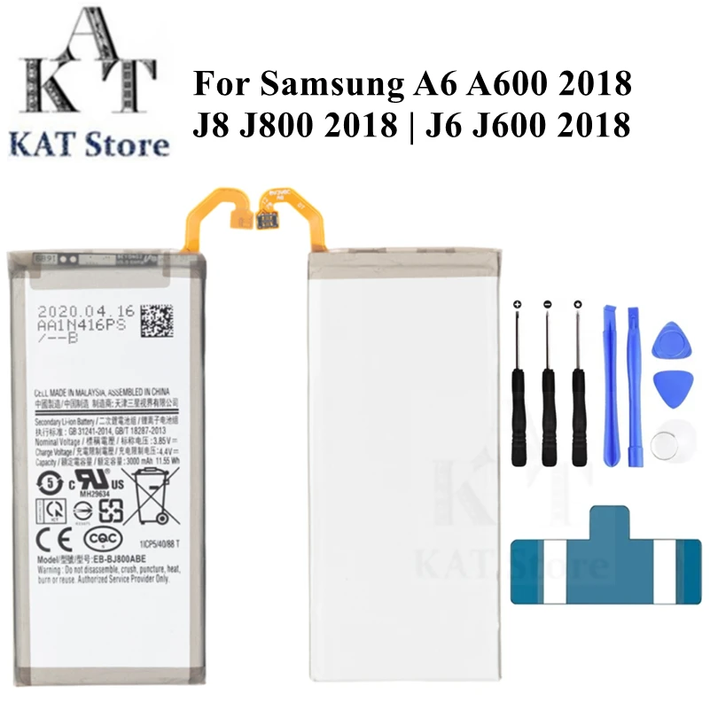 

Мобильный телефон Литий-полимерный аккумулятор для Samsung A6 A600 J8 J800 2018 J6 J600 2018 EB-BJ800ABE 3000 мАч, запасные части для замены