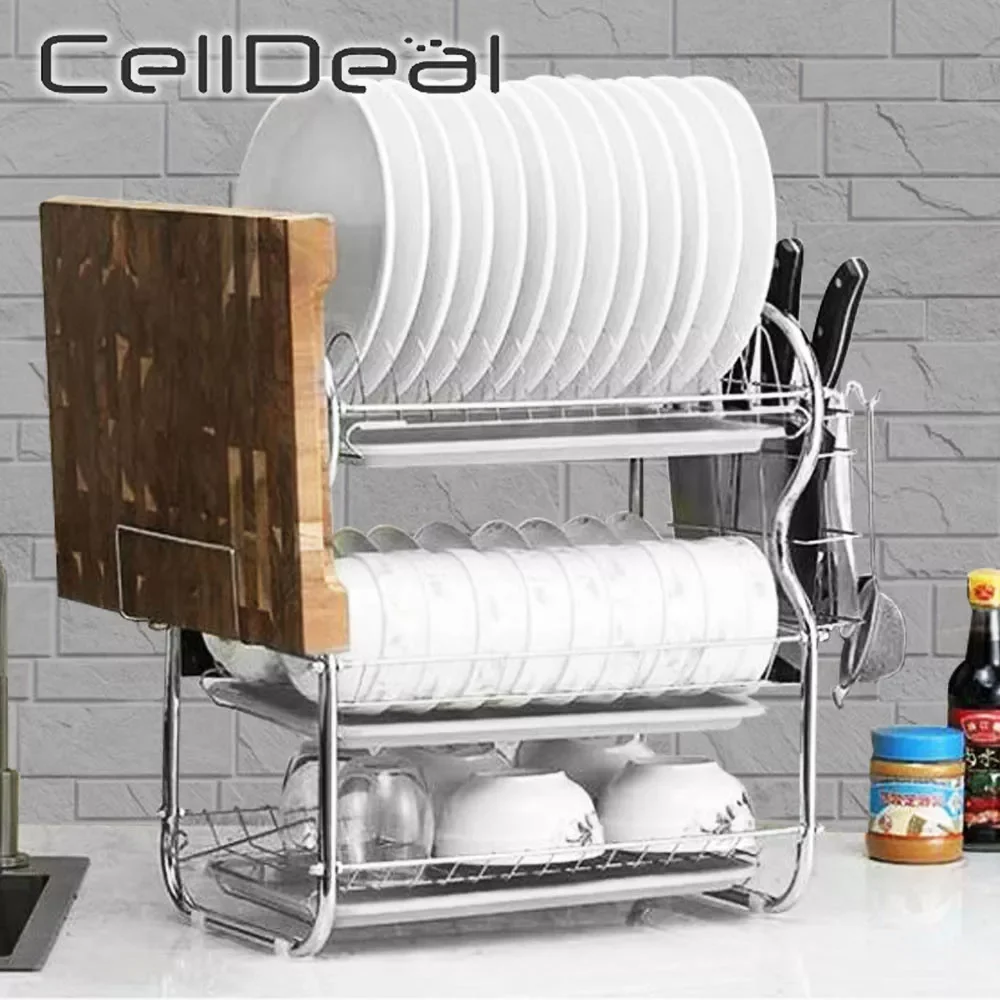 Stainless Steel 3-layer Kitchen Dish Drain Rack Dishwashing Cup Drying Rack Household Space Saving Organization Storage Tools
Stainless Steel 3-layer Kitchen Dish Drain Rack Dishwashing Cup Drying Rack Household Space Saving Organization Storage Tools