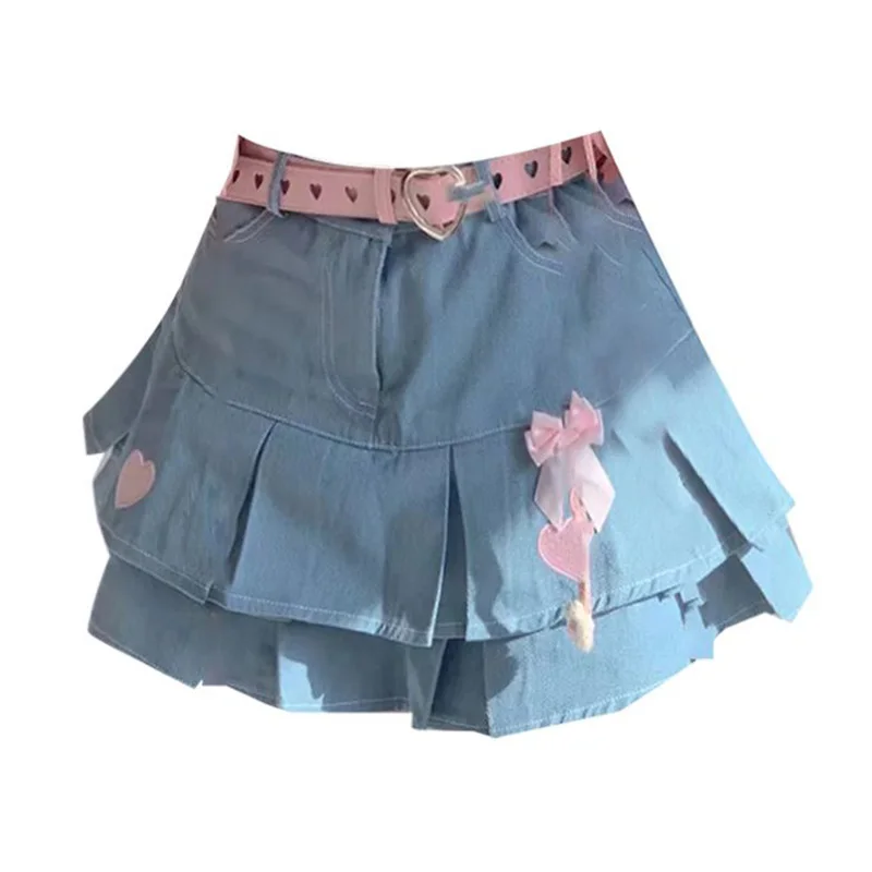 Мягкая плиссированная юбка для девушек с розовым бантом и вышивкой в форме сердца, джинсовая мини-юбка с завышенной талией, в стиле пастельн...
Мягкая плиссированная юбка для девушек с розовым бантом и вышивкой в форме сердца, джинсовая мини-юбка с завышенной талией, в стиле пастельн...